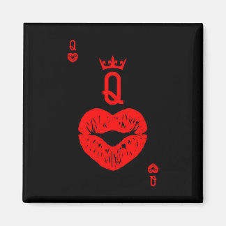Queen of Hearts Kaart Valentijn Lips. Valentijn Ki Magneet