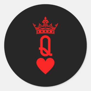 Queen Of Hearts Kaartspel Koppel Sint Valentijn Ronde Sticker