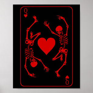 Queen of Hearts kostuum skelet Halloween spelen Poster