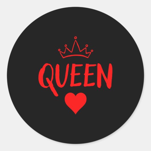 Queen Of Hearts Matching Couple Saint Valentines _ Ronde Sticker (Voorkant)