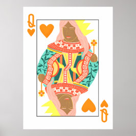 Queen of Hearts Modern Playing Kaart Art Print