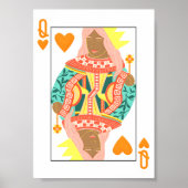 Queen of Hearts Modern Playing Kaart Art Print (Voorkant)