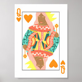 Queen of Hearts Modern Playing Kaart Art Print