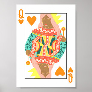 Queen of Hearts Modern Playing Kaart Art Print