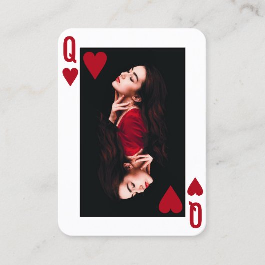 Queen of Hearts Moderne Vrouwelijke Foto Kapper Visitekaartje (Voorkant)