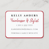 Queen of Hearts Moderne Vrouwelijke Foto Kapper Visitekaartje (Achterkant)