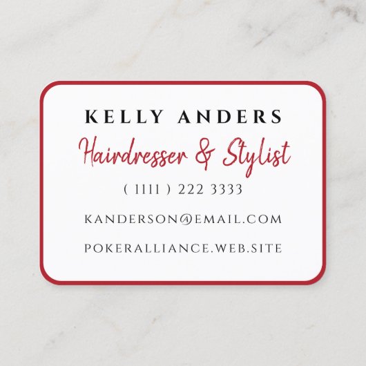 Queen of Hearts Moderne Vrouwelijke Foto Kapper Visitekaartje (Achterkant)