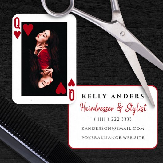 Queen of Hearts Moderne Vrouwelijke Foto Kapper Visitekaartje