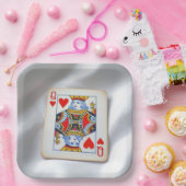 Queen of Hearts On White Satin Fabric Papieren Bordje (Feest)