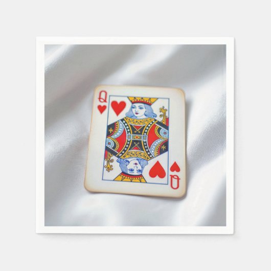 Queen of Hearts On White Satin Fabric Servet (Voorkant)