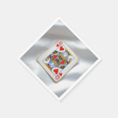 Queen of Hearts On White Satin Fabric Servet (Hoek)