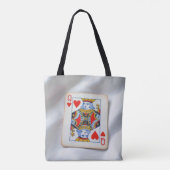 Queen of Hearts On White Satin Fabric Tote Bag (Achterkant)