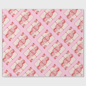 Queen of Hearts Pink Preppy Art Cadeaupapier (Vlak)