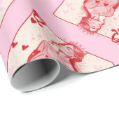 Queen of Hearts Pink Preppy Art Cadeaupapier (Rol Hoek)