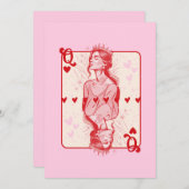 Queen of Hearts Pink Preppy Art Feestdagenkaart (Voorkant / Achterkant)