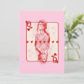 Queen of Hearts Pink Preppy Art Feestdagenkaart (Staand voorkant)