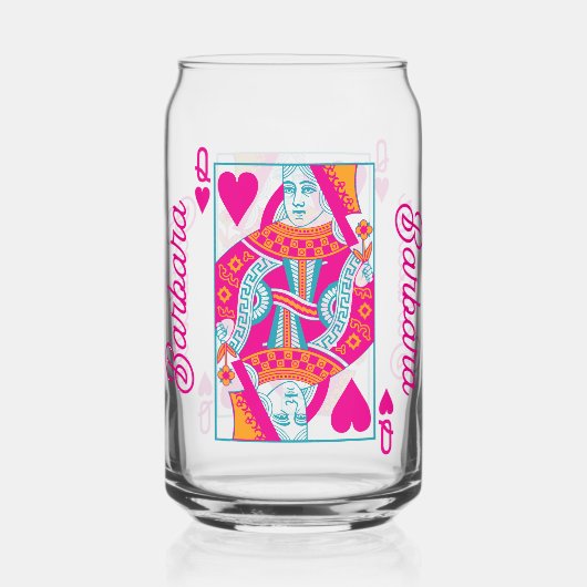 Queen of Hearts Plezier Bachelorette Feestje Blikvorm Glas (Achterkant)