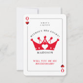 Queen of Hearts Poker Bridesmaid Proposal Kaart (Voorkant)