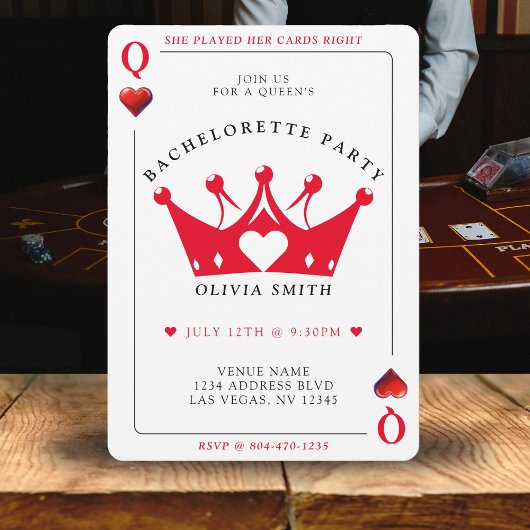 Queen of Hearts Poker Kaart vrijgezellenfeest
