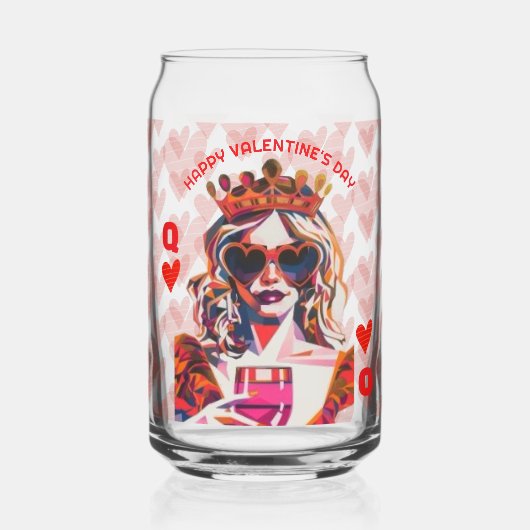 Queen of Hearts Pop Art  Blikvorm Glas (Achterkant)