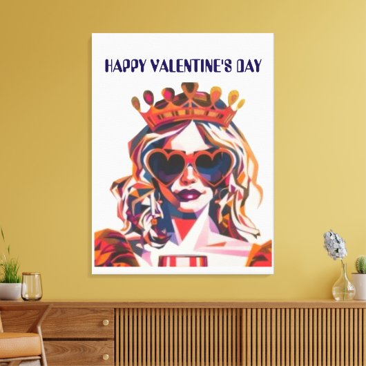 Queen of Hearts Pop Art Canvas Afdruk (Insitu (Woonkamer))