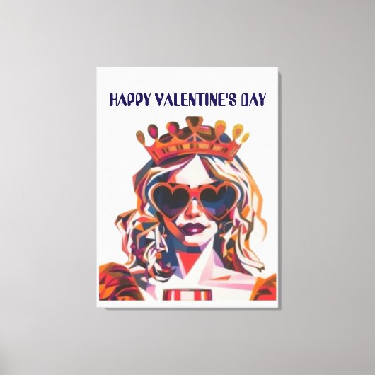 Queen of Hearts Pop Art Canvas Afdruk (Voorkant)