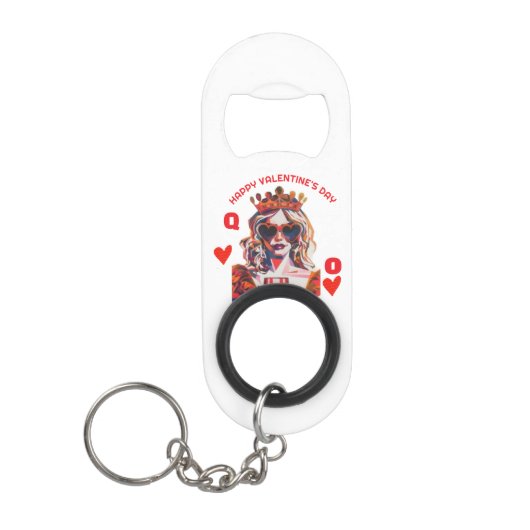 Queen of Hearts Pop Art Spiral Notebook Mini Flessenopener (Voorkant)
