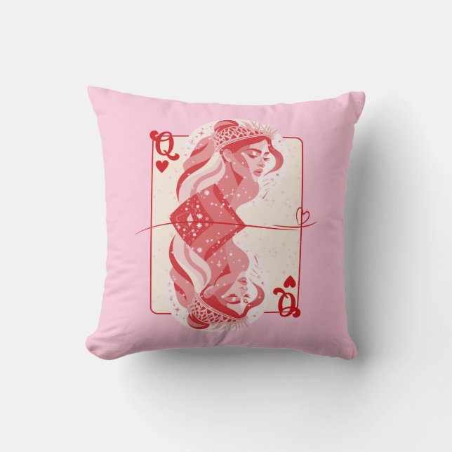 Queen of Hearts: Red Preppy Art Kussen (Voorkant)