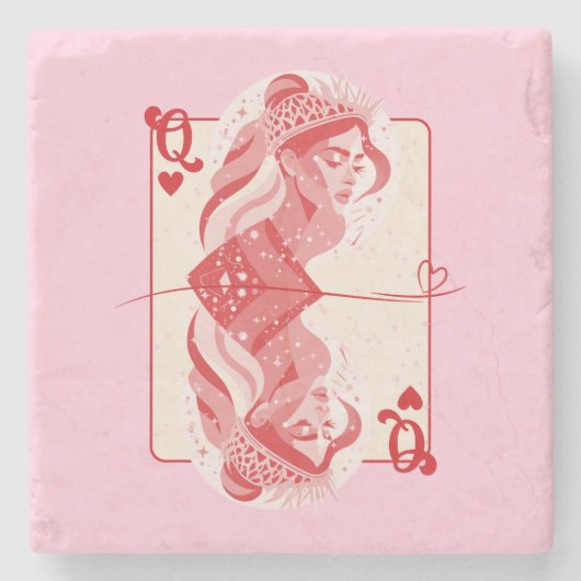 Queen of Hearts: Red Preppy Art Stenen Onderzetter (Voorkant)