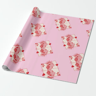 Queen of Hearts: rode en roze preppy kunst Cadeaupapier
