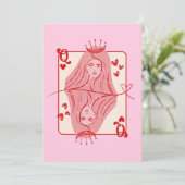 Queen of Hearts: rode en roze preppy kunst Feestdagenkaart (Staand voorkant)