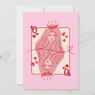 Queen of Hearts: rode en roze preppy kunst Feestdagenkaart