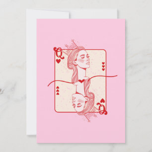 Queen of Hearts: rode en roze preppy kunst Feestdagenkaart