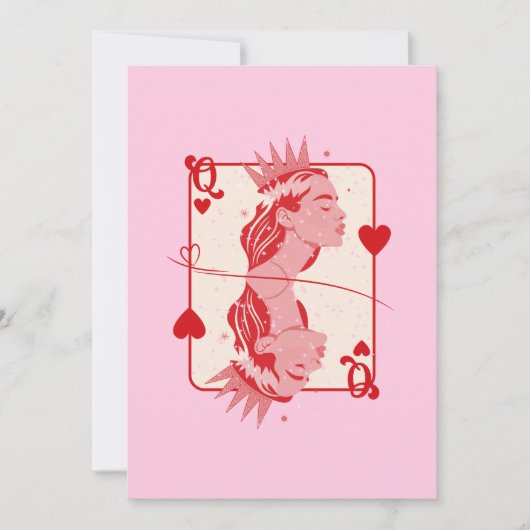 Queen of Hearts: rode en roze preppy kunst Feestdagenkaart (Voorkant)