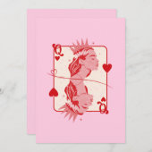 Queen of Hearts: rode en roze preppy kunst Feestdagenkaart (Voorkant / Achterkant)