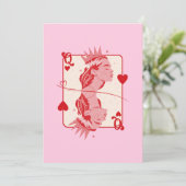 Queen of Hearts: rode en roze preppy kunst Feestdagenkaart (Staand voorkant)