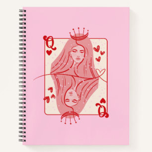 Queen of Hearts: rode en roze preppy kunst Notitieboek