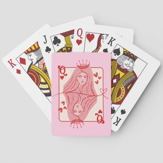 Queen of Hearts: rode en roze preppy kunst Pokerkaarten (Achterkant)
