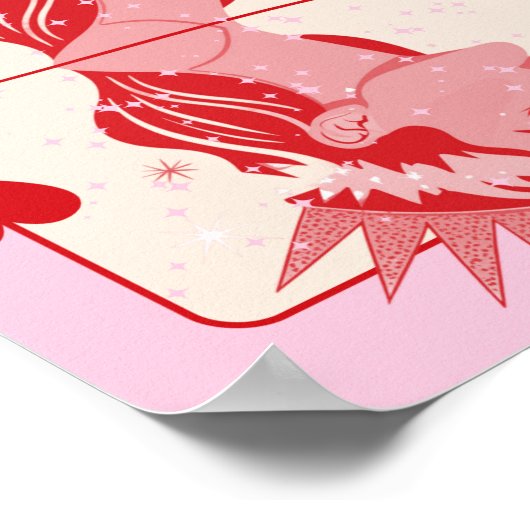 Queen of Hearts: rode en roze preppy kunst Poster (Hoek)