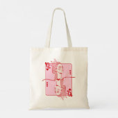 Queen of Hearts: rode en roze preppy kunst Tote Bag (Achterkant)