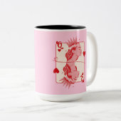 Queen of Hearts: rode en roze preppy kunst Tweekleurige Koffiemok (Voorkant rechts)