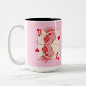 Queen of Hearts: rode en roze preppy kunst Tweekleurige Koffiemok (Links)