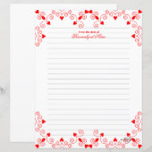 Queen of Hearts - Rood gevoerd papier Blad (Voorkant / Achterkant)