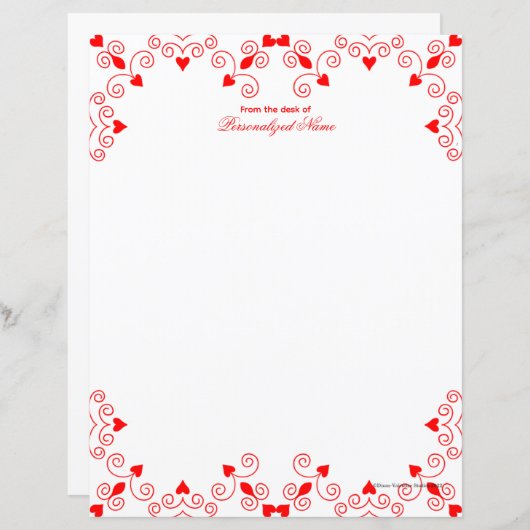 Queen of Hearts - Rood ongevoerd papier blad (Voorkant / Achterkant)