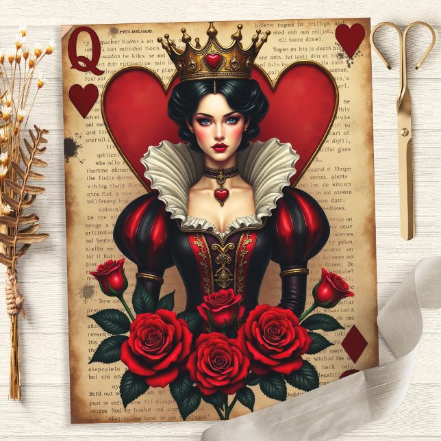 Queen of Hearts  Roos Kaart Scrapbook Paper (Creator heeft geüpload)