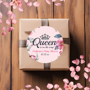 Queen of Hearts Roze Baby shower Ronde Sticker