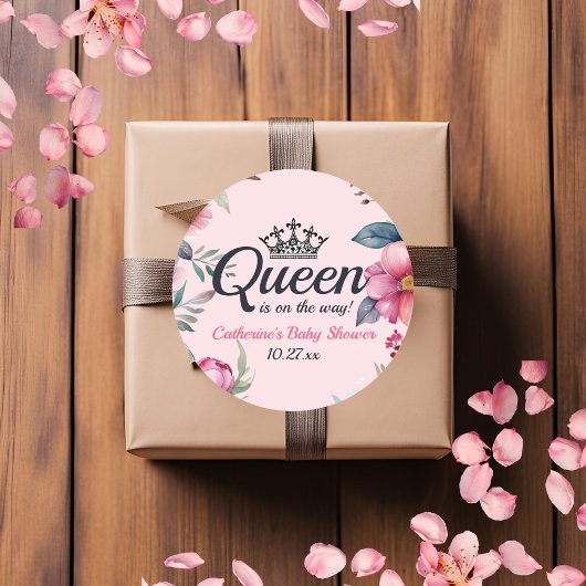 Queen of Hearts Roze Baby shower Ronde Sticker
