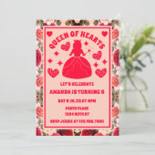 Queen of Hearts Rozen Verjaardagsfeest Foto Kaart (Staand voorkant)