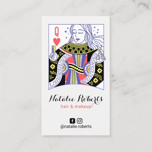 Queen of Hearts Schattige Hair Stylist Beauty Salo Klantenkaartje (Voorkant)