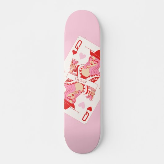 Queen of Hearts skateboard roze (Voorkant)